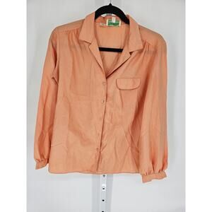 Silkhana Women's Long Sleeve Collared Polyester Button Down Shirt Top Size 10